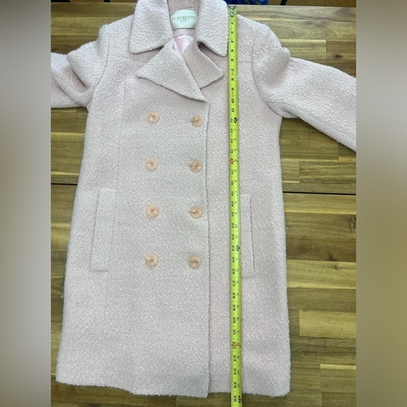 Fleurette Baby Pink Wool Blend Double Breasted Pea Coat Fully Lined Size 10 - Picture 8 of 12